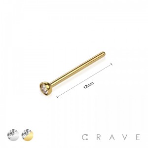 316L SURGICAL STEEL BENDABLE 12MM NOSE FISHTAIL WITH GEM