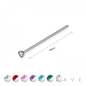 316L SURGICAL STEEL NOSE FISHTAIL WITH LOOKLIKE PRESS FIT GEM