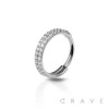 DOUBLE LINE CZ GEM STUDDED 316L STAINLESS STEEL CLICKER HINGED SEGMENT RING