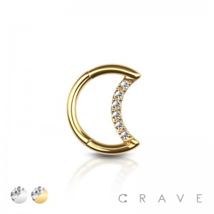 CRESCENT MOON CZ 316L SURGICAL STEEL HINGED SEGMENT CLICKER