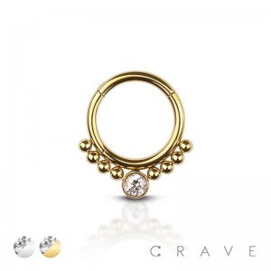 GEM CENTER BUBBLE DECOR 316L SURGICAL STEEL HINGED SEGMENT CLICKER