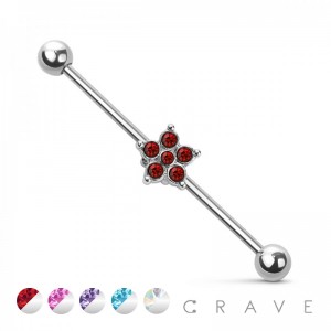 TWO TONE COLOR CZ FLOWER 316L SURGICAL STEEL INDUSTRIAL BARBELL