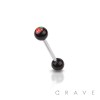 STRAWBERRY FRUIT PRINT ACRYLIC BALL 316L SURGICAL STEEL TONGUE BARBELL