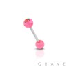 STRAWBERRY FRUIT PRINT ACRYLIC BALL 316L SURGICAL STEEL TONGUE BARBELL
