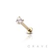 14K Gold PUSHIN LABRET WITH HEART CZ
