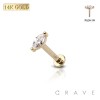 14K Gold PUSHIN LABRET WITH MARQUISE CZ