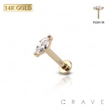 14 KARAT GOLD PUSHIN LABRET WITH MARQUISE CZ