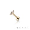 14K Gold PUSHIN LABRET WITH 2 STONES