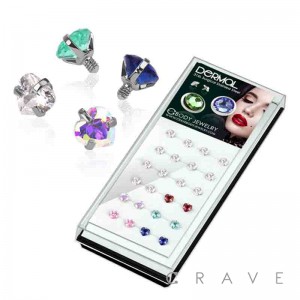 24PCS OF 316L SURGICAL STEEL ASSORTED HEART PRONG DERMAL TOP(TOP PART ONLY)