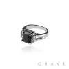 PRONG SET BLACK CZ TOP  BRASS ALLOY ENGAGEMENT RING