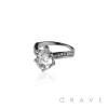PEAR SET PRONG CENTER TOP BRASS ALLOY ENGAGEMENT RING