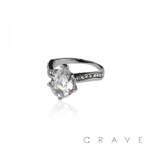 PEAR SET PRONG CENTER TOP BRASS ALLOY ENGAGEMENT RING