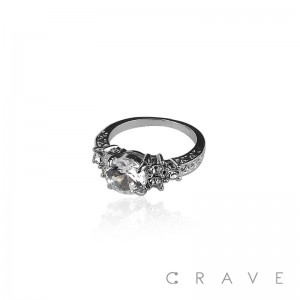 ROUND GEM SETTING TOP BRASS ALLOY ENGAGEMENT RING