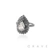 PEAR PRONG SET DECOR TOP BRASS ALLOY ENGAGEMENT RING