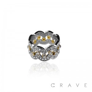 GOLD SILVER TWO TONE BAND BRASS ALLOY ENGAGEMENT RING