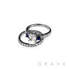 SQUARE PRONG CZ SET DOUBLE STACK BRASS ALLOY ENGAGEMENT RING