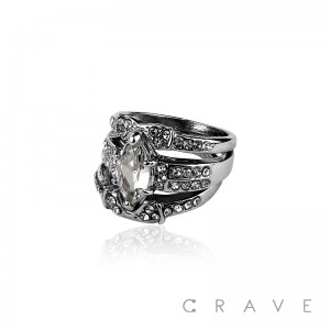 MARQUISE CENTER TRIPLE STACK ALLOY BRASS ENGAGEMENT RING