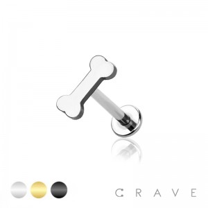 DOG BONE TOP INTERNALLY THREADED 316L SURGICAL STEEL LABRET/MONROE/CARTILAGE STUDS