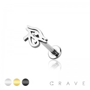 HORUS EYE TOP INTERNALLY THREADED 316L SURGICAL STEEL LABRET/MONROE/CARTILAGE STUDS