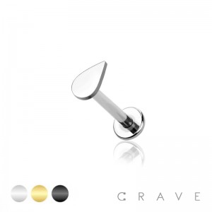 TEARDROP TOP INTERNALLY THREADED 316L SURGICAL STEEL LABRET/MONROE/CARTILAGE STUDS