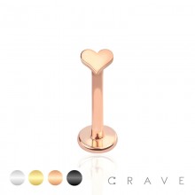 INTERNALLY THREADED HEART TOP 316L SURGICAL STEEL LABRET, MONROE, CARTILAGE STUDS
