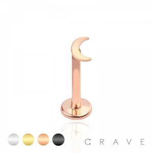 INTERNALLY THREADED MOON TOP 316L SURGICAL STEEL LABRET, MONROE, CARTILAGE STUDS