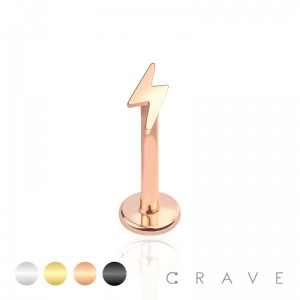 INTERNALLY THREADED LIGHTNING BOLT TOP 316L SURGICAL STEEL LABRET, MONROE, CARTILAGE STUDS