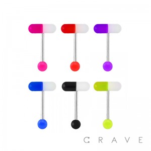 ACRYLIC 2-COLOR PILL 316L SURGICAL STEEL BARBELL