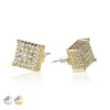 PAIR OF GEM HIP HOP MICROPAVED SQUARE STUD STAINLESS STEEL PIN EARRING