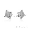 PAIR OF GEM HIP HOP MICROPAVED KITE STUD STAINLESS STEEL PIN EARRING