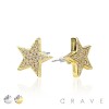 PAIR OF GEM HIP HOP MICROPAVED STAR STAINLESS STEEL PIN EARRING