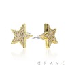 PAIR OF GEM HIP HOP MICROPAVED STAR STAINLESS STEEL PIN EARRING