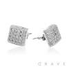 BOX CZ PAVED HIP HOP MICRO PAVED STAINLESS STEEL PIN EARRING
