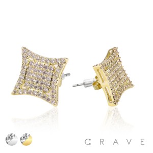 KITE CZ PAVED HIP HOP MICRO PAVED STAINLESS STEEL PIN EARRING