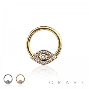 EVIL EYE 316L SURGICAL STEEL HINGED SEGMENT CLICKER FOR NOSE RINGS