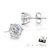 PAIR OF 316L STAINLESS STEEL PIN PRONG ROUND CZ STUD EARRINGS