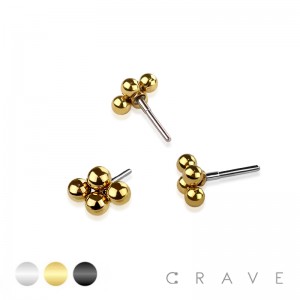 QUAD MICRO BEAD HEAD 316L SURGICAL STEEL THREADLESS PUSH IN TOP PART(TOP PART ONLY)