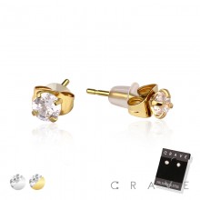 PAIR OF HYPOALLERGENIC 316L SURGICAL STEEL ROUND CZ STUD EARRINGS