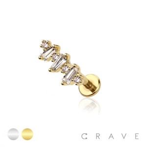 DECOR CZ PRONG TOP 316L SURGICAL STEEL INTERNAL LABRET BAR