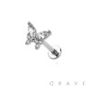 BUTTERFLY CZ PRONG TOP 316L SURGICAL STEEL INTERNAL LABRET BAR