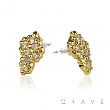 PAIR OF 18K GOLD PLATED STAINLESS STEEL GOLD NUGGET SHAPE WITH CZ GEMS EARRING