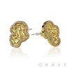 PAIR OF 18K GOLD PLATED STAINLESS STEEL GOLD NUGGET SLASHED SHAPE WITH CZ GEMS EARRING
