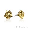 18K GOLD PLATED STAINLESS STEEL GOLD INGOT SHAPE EARRING	