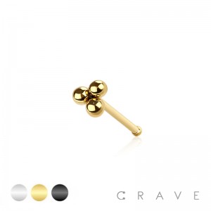 TRIPLE MICRO BEAD HEAD 316L SURGICAL STEEL NOSE BONE