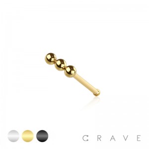 TRIPLE MICRO BEAD LINE HEAD 316L SURGICAL STEEL NOSE BONE