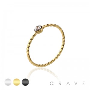 SWIRL TWIST 316L SURGICAL STEEL GEM BEAD NOSE RING HOOP