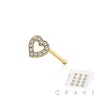 12PCS OF 925 STERLING SILVER NOSE BONE STUD WITH CZ PRONG HEART TOP