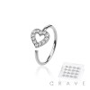 12PCS OF 925 STERLING SILVER NOSE HOOP WITH CZ PRONG HEART