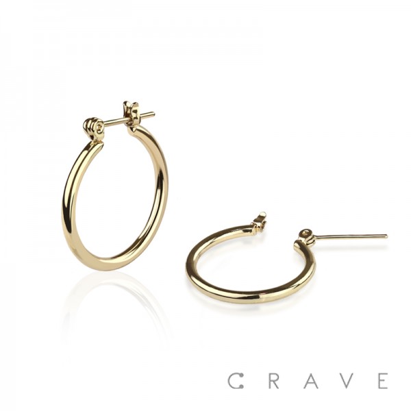 GOLD PLATED PAIR OF ROUND PLAIN WIRE EARRINGS