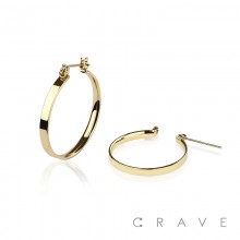 PAIR OF GOLD PLATED FLAT PLAIN WIRE EARRINGS